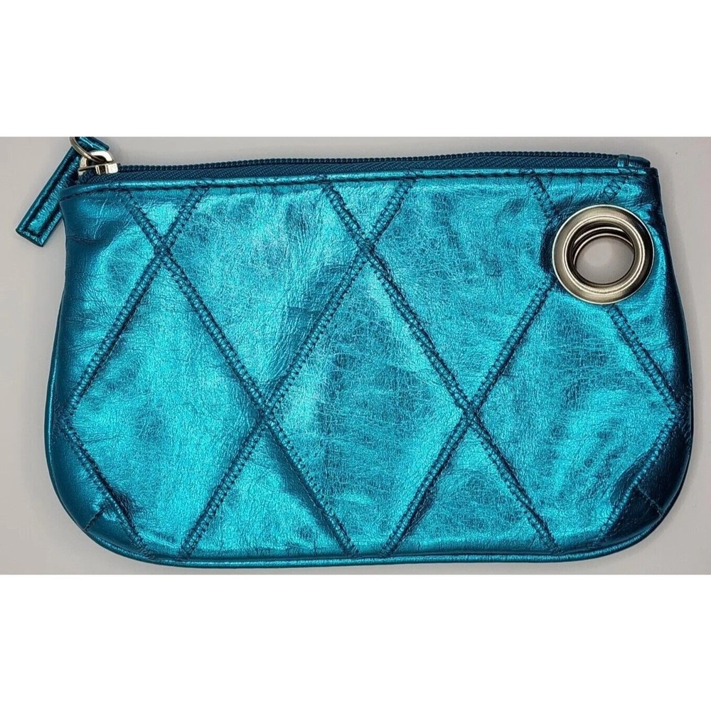 Metallic Blue Zipper Clutch